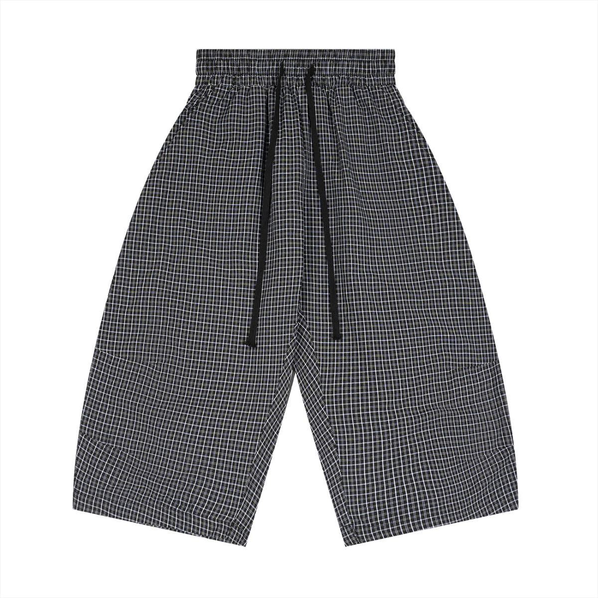 Unisex Plaid Loose Capri Shorts – Relaxed Streetwear Drawstring Shorts