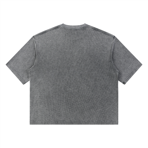 Unisex Mineral Wash Waffle Boxy T-Shirt – Oversized Textured Streetwear Tee