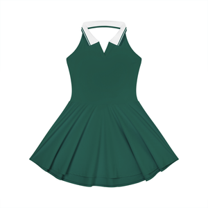 Women's Collared Halter A-Line Tennis Dress – Sleeveless Activewear Dress