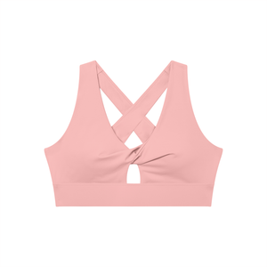 Women's Twist Front V-Neck Sports Bra – Seamless Medium Support Activewear Bra