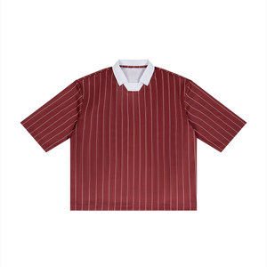 Unisex Pinstripe Collared Soccer Jersey – Oversized Retro Soccer Shirt