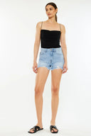 KanCan raw hem distressed high waist denim shorts – edgy casual summer style – MYN2O

