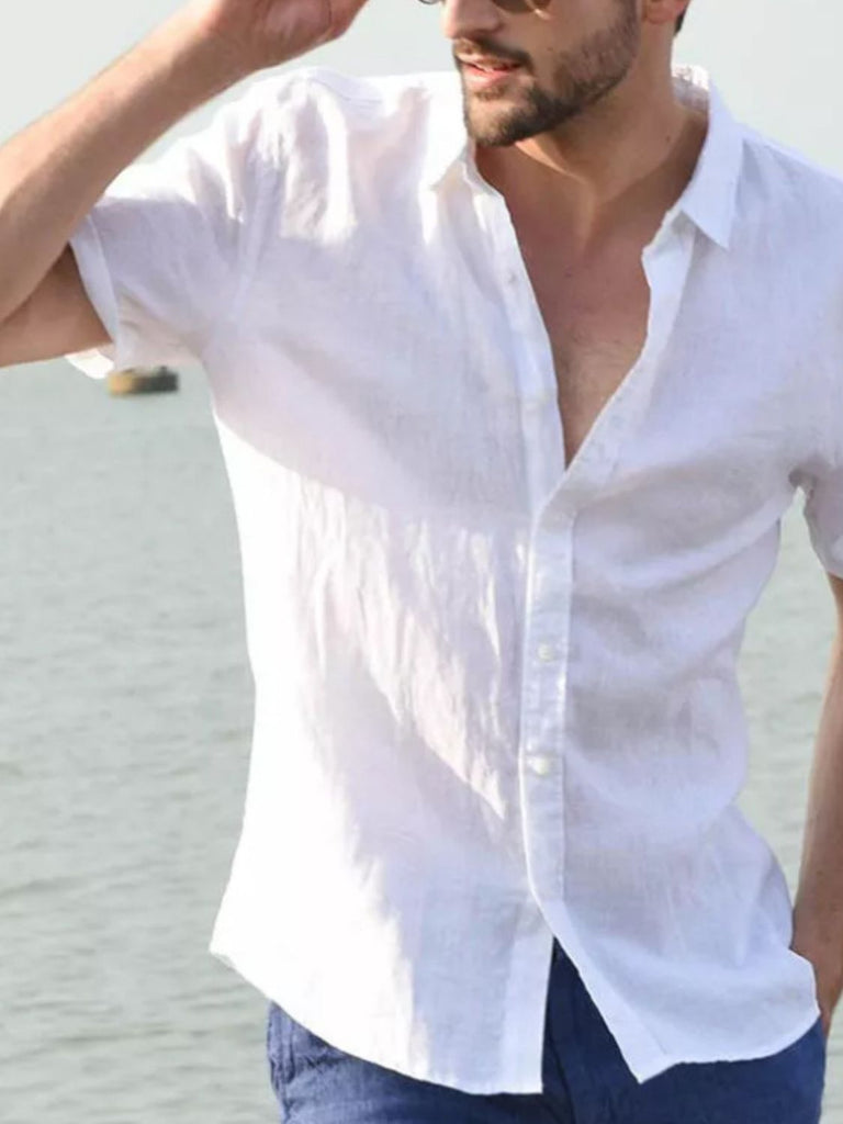 Men’s plus-size button-down short sleeve shirt with chest pockets – MYN2O