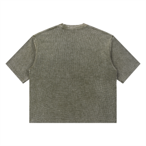 Unisex Mineral Wash Waffle Boxy T-Shirt – Oversized Textured Streetwear Tee