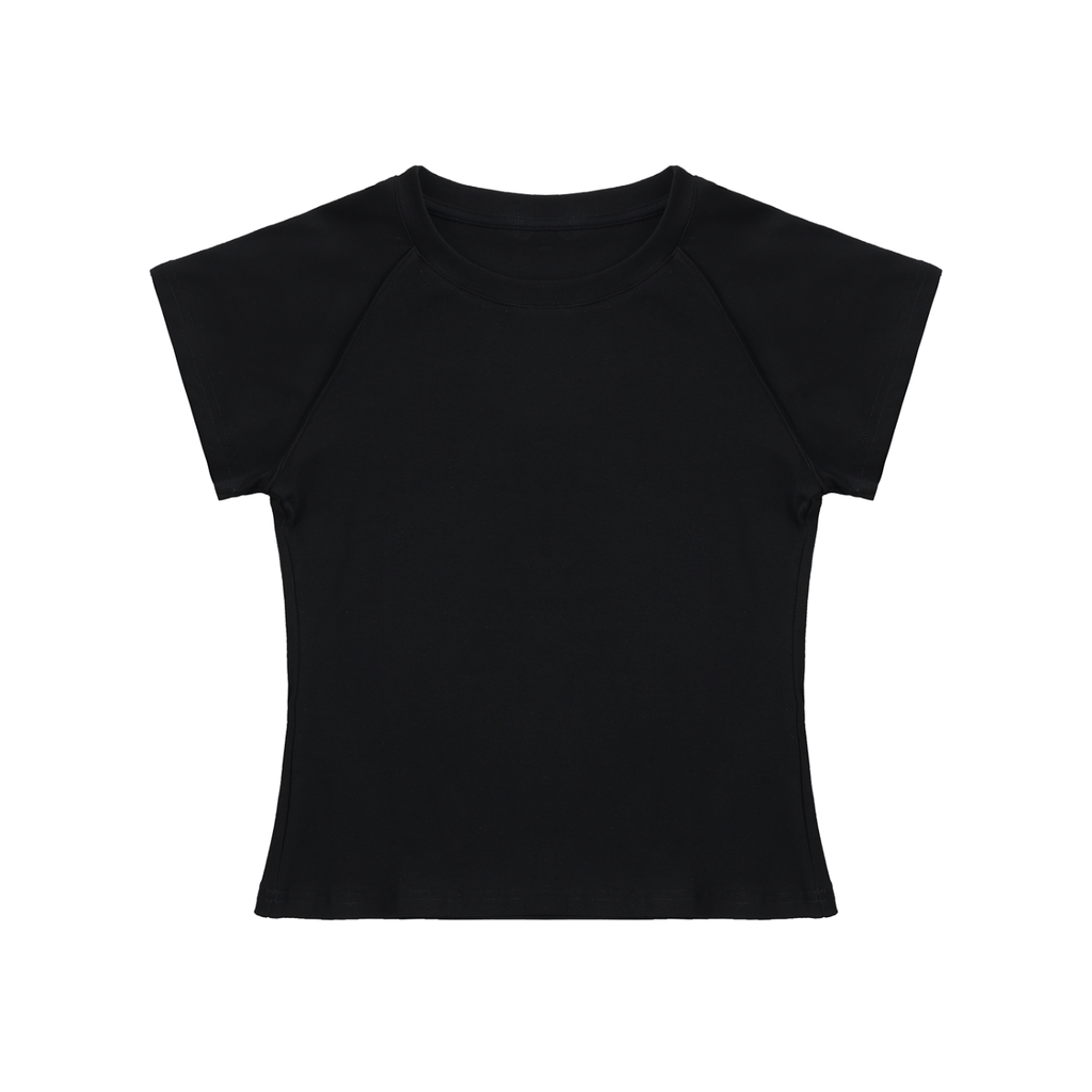 Solid Color Raglan Sleeve Crop Top