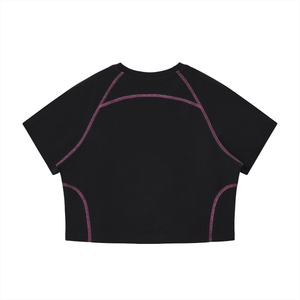 Women's Contrast Stitch Raglan Crop T-Shirt – Slim Fit Retro Crop Top