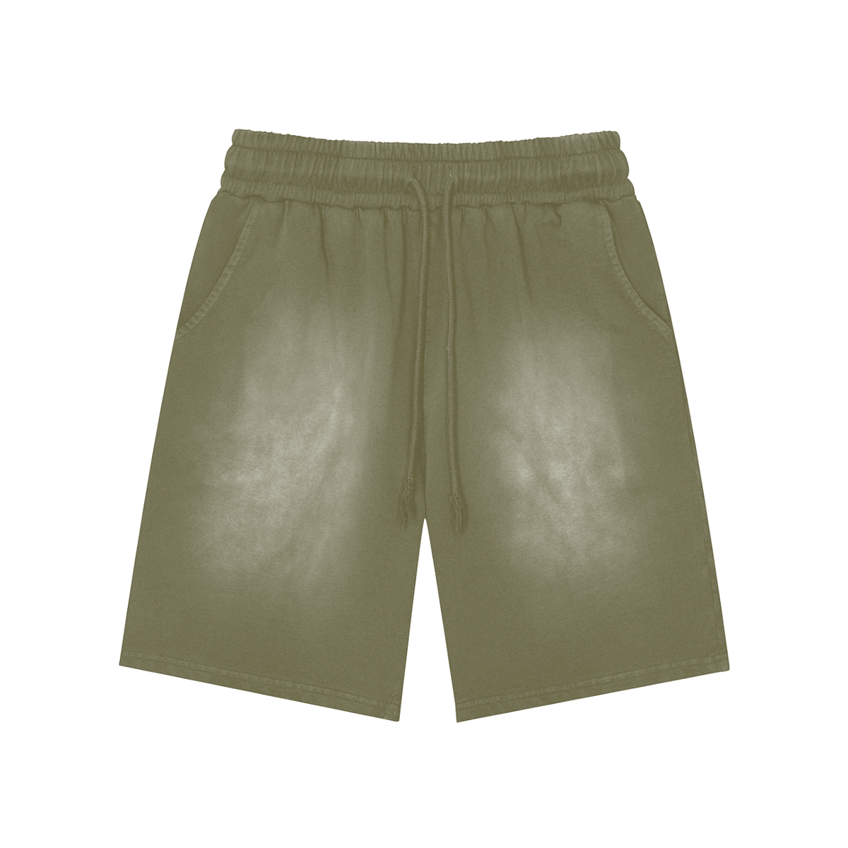 Rectangle Patch Monkey Washed Shorts