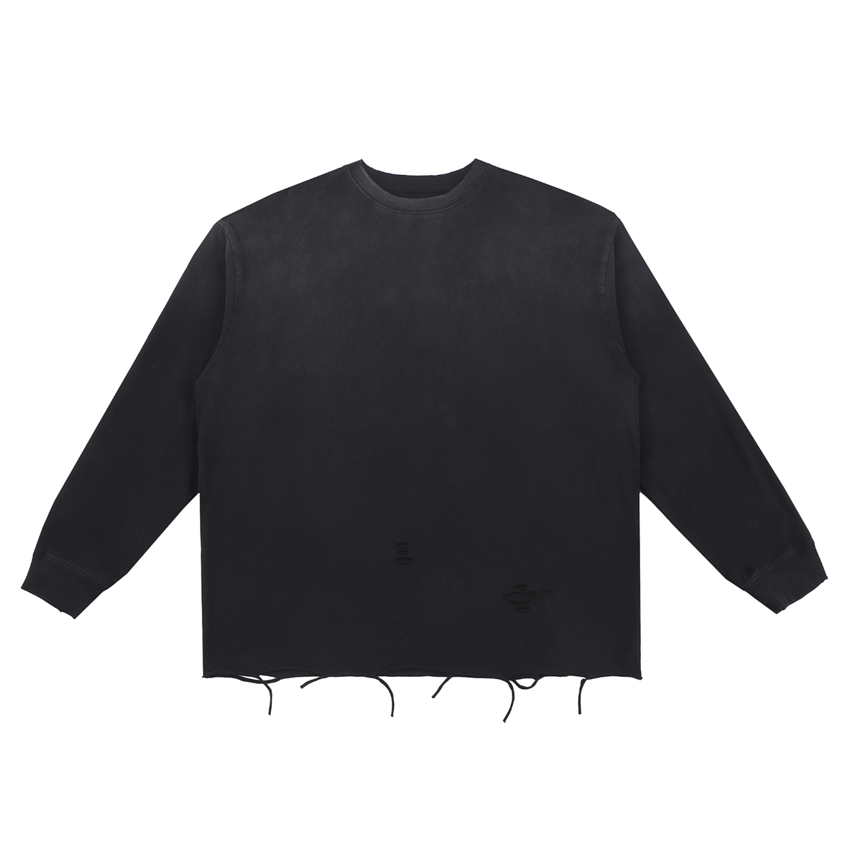 Snow Wash Raw Edge Cotton T-Shirt