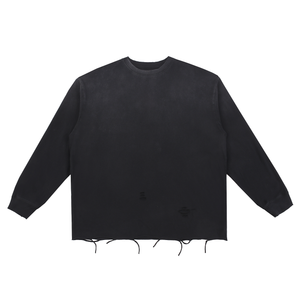 Snow Wash Raw Edge Cotton T-Shirt