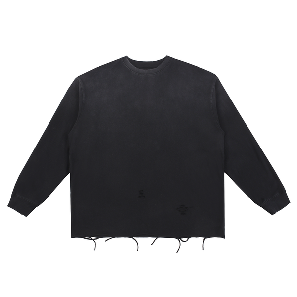 Snow Wash Raw Edge Cotton T-Shirt