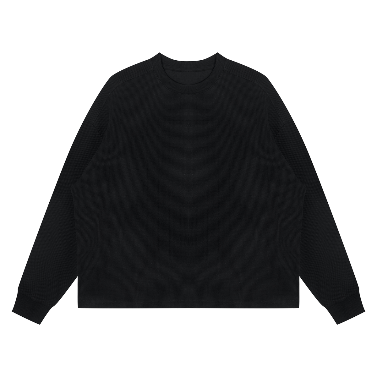 Unisex Waffle Boxy Long Sleeve T-Shirt – Oversized Textured Streetwear Tee