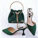 Shoe Bag Set Combination Pointy Back Empty Sandals Same Style Hand-held Diamond