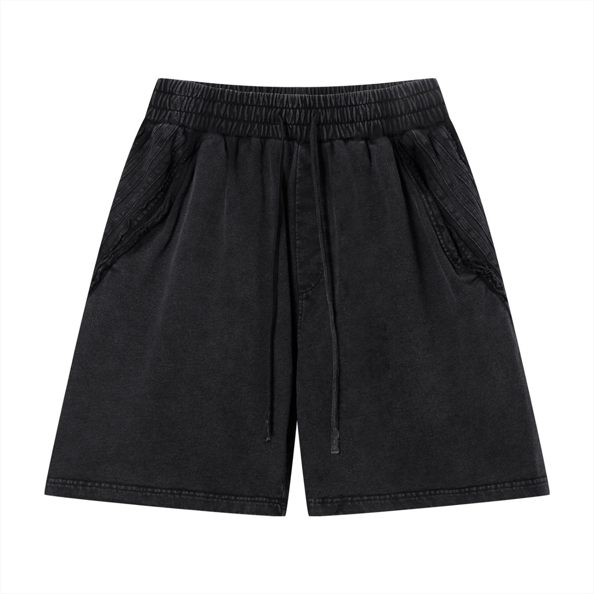 Unisex Vintage Wash Raw Edge Shorts – Oversized Streetwear Sweat Shorts
