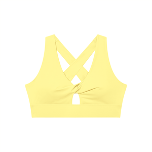 Women's Twist Front V-Neck Sports Bra – Seamless Medium Support Activewear Bra