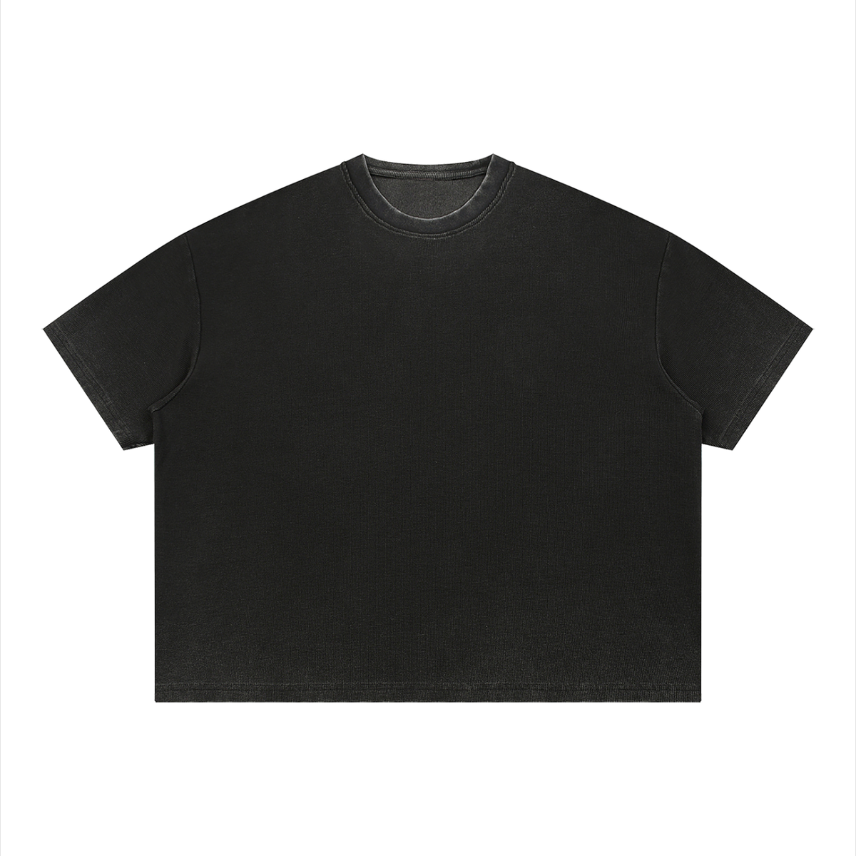 Unisex Vintage Wash Sunfade Waffle T-Shirt – Oversized Boxy Retro Streetwear Tee