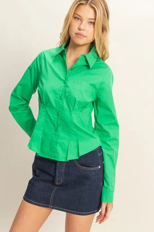 HYFVE Long Sleeve Pleated Waist Poplin Shirt – MYN2O