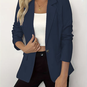 Women's Casual Long-Sleeve Solid Single-Button Blazer