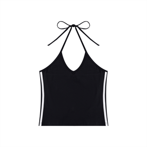 Women's Color Block Halter Crop Tank Top – Sleeveless Summer Essential