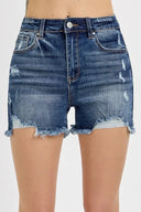 RISEN Distressed Raw Hem Denim Shorts – High Waist Ripped Fit | MYN2O