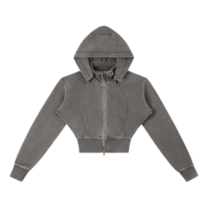 Vintage Washed Cropped Fleece Hoodie