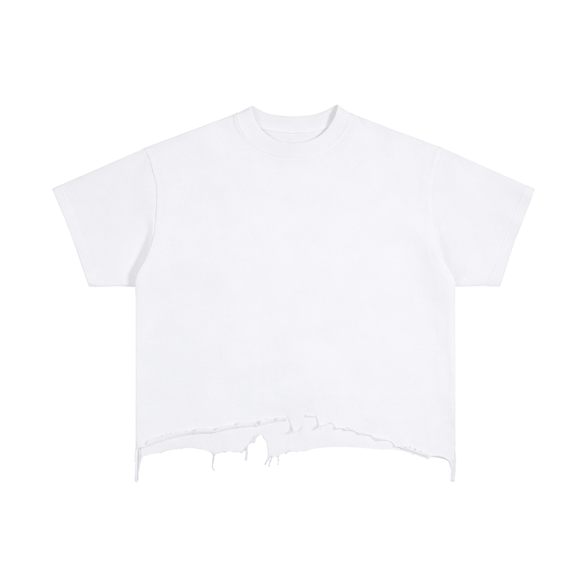 Unisex Vintage Wash Distressed Hem T-Shirt – Oversized Boxy Retro Streetwear Tee