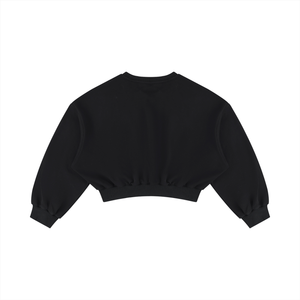 Women's Boxy Cropped Crewneck Sweatshirt – Oversized Casual Fleece Pullover