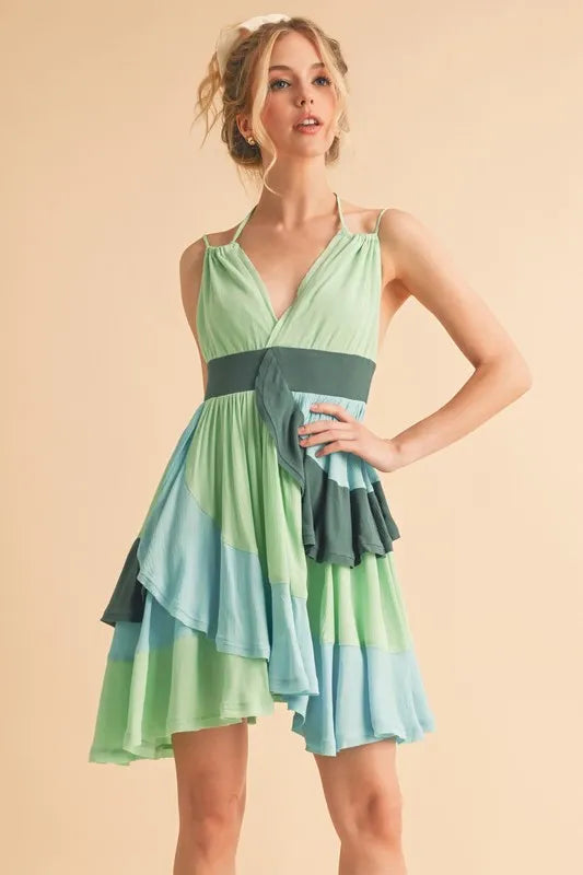 Aemi + Co Ruffled Color Block Sleeveless Mini Dress – MYN2O