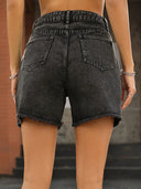 Raw hem high waist denim shorts with pockets – casual summer wear – MYN2O