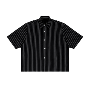 Unisex Striped Boxy Button-Up Shirt – Oversized Casual Streetwear Shirt