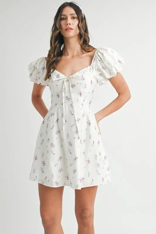 Mable Floral Print Puff Sleeve Mini Dress – MYN2O