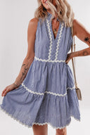 Stripe Sleeveless Notched Ric Rac Mini Dress – MYN2O

