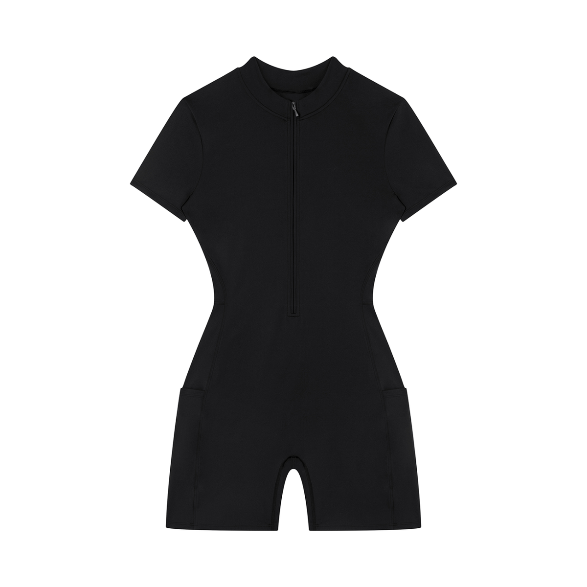 Women's Quarter Zip Short Sleeve Romper – Athletic One-Piece Activewear Jumpsuit