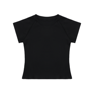 Solid Color Raglan Sleeve Crop Top