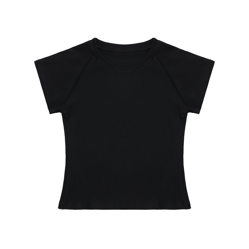 Solid Color Raglan Sleeve Crop Top