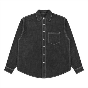 Unisex Vintage Wash Denim Shirt – Oversized Retro Button-Up Streetwear Denim Top