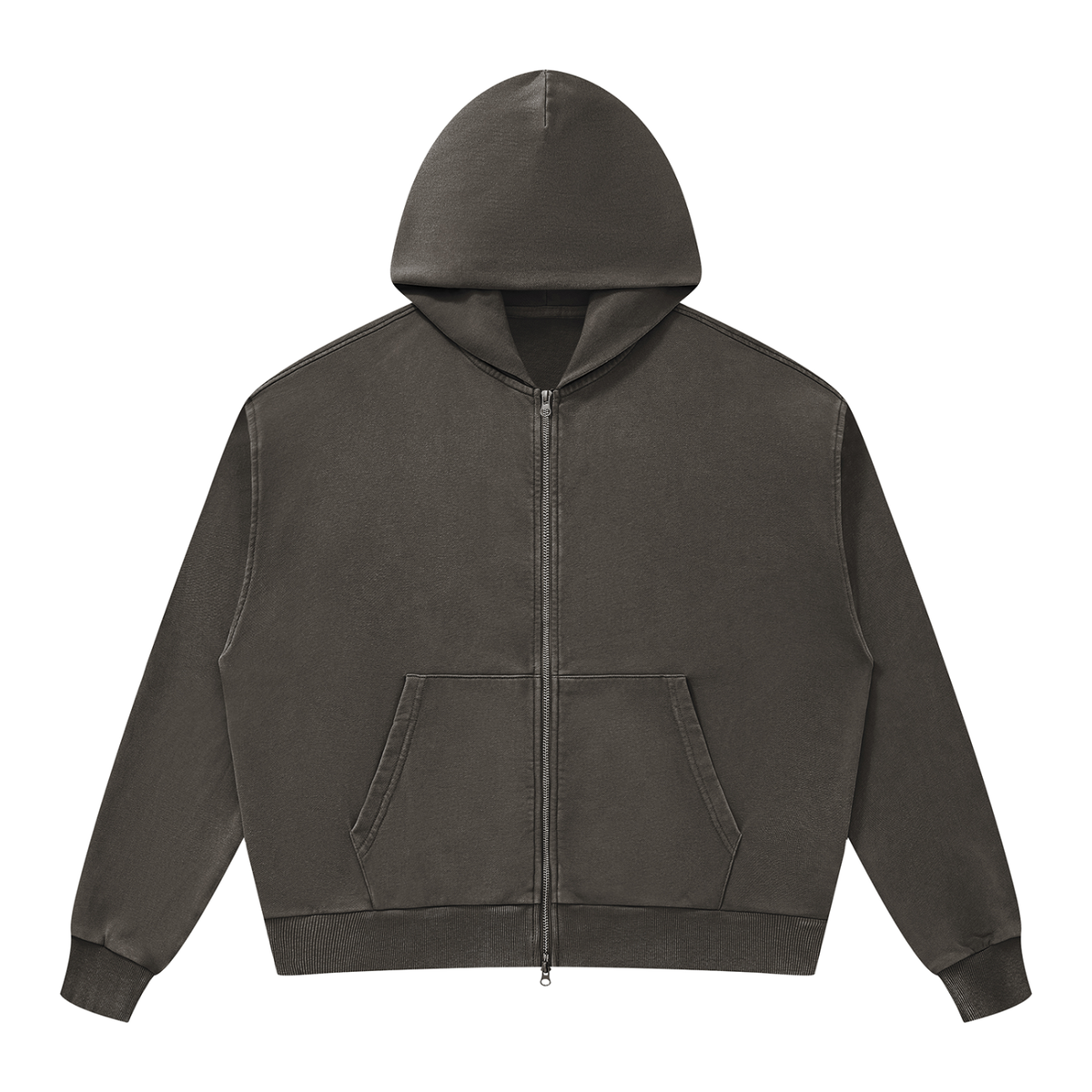 Unisex Mineral Wash Boxy Full Zip Hoodie