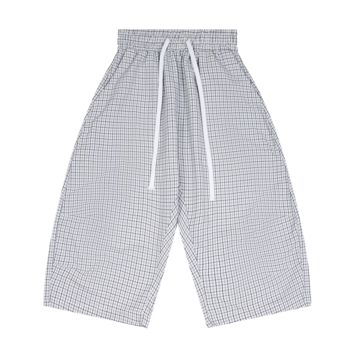 Unisex Plaid Loose Capri Shorts – Relaxed Streetwear Drawstring Shorts