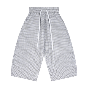Unisex Plaid Loose Capri Shorts – Relaxed Streetwear Drawstring Shorts