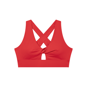 Women's Twist Front V-Neck Sports Bra – Seamless Medium Support Activewear Bra