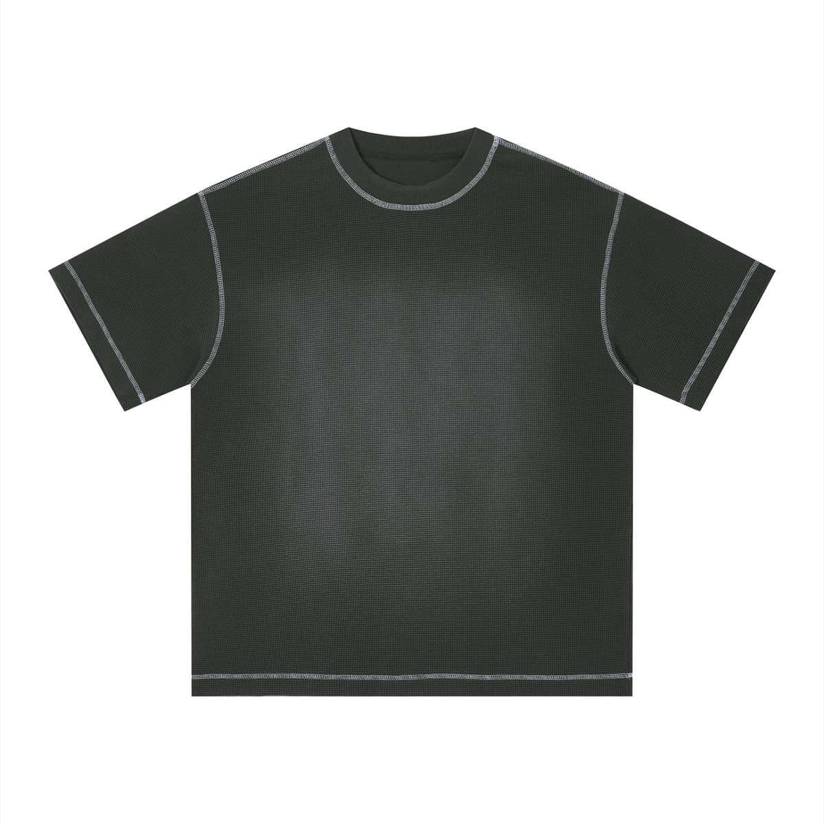 Unisex Vintage Sunfade Waffle Knit Boxy T-Shirt – Oversized Streetwear Tee