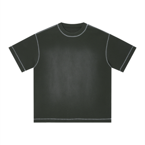 Unisex Vintage Sunfade Waffle Knit Boxy T-Shirt – Oversized Streetwear Tee