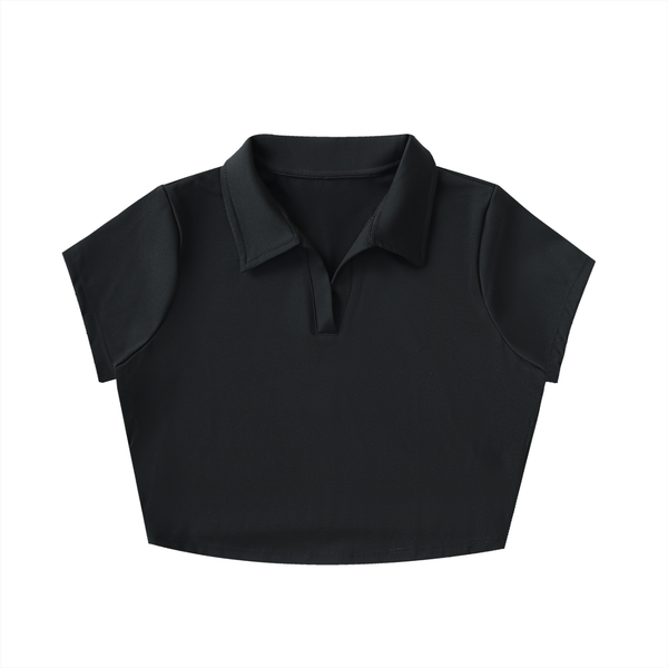 V-Neck Lapel Crop Top