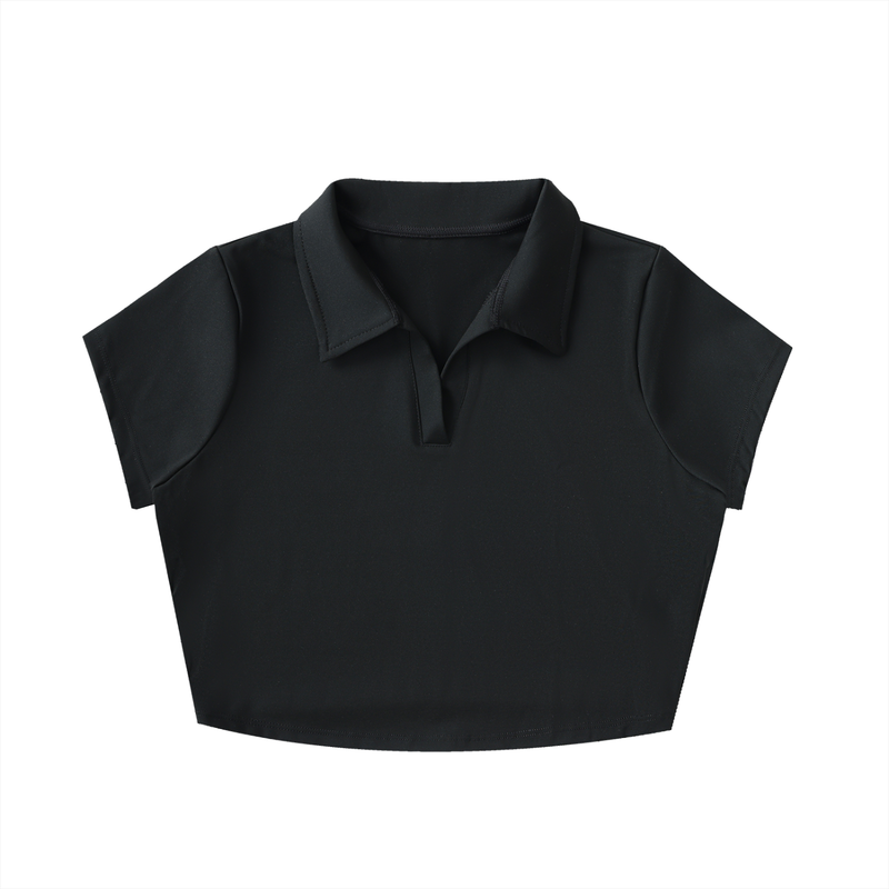 V-Neck Lapel Crop Top