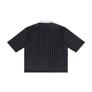 Unisex Pinstripe Collared Soccer Jersey – Oversized Retro Soccer Shirt