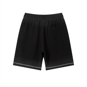 Unisex Vintage Sunfade Waffle Raw Hem Shorts – Oversized Streetwear Lounge Shorts