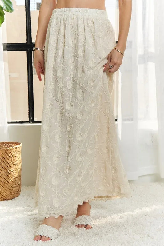 Adora Elastic Waist Appliqué Maxi Skirt – MYN2O