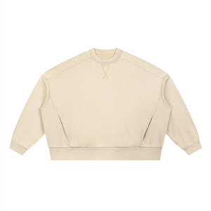 Unisex Oversized Mineral Wash Sweatshirt – Vintage Heavyweight Cotton Boxy Crewneck