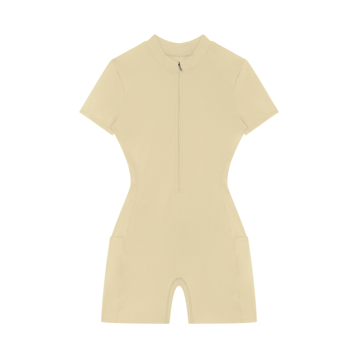 Women's Quarter Zip Short Sleeve Romper – Athletic One-Piece Activewear Jumpsuit