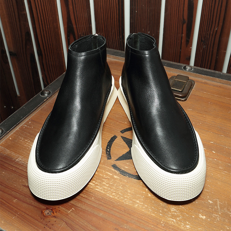 Men Leather High Top Zipper Sneakers – Street Style by MYN2O

