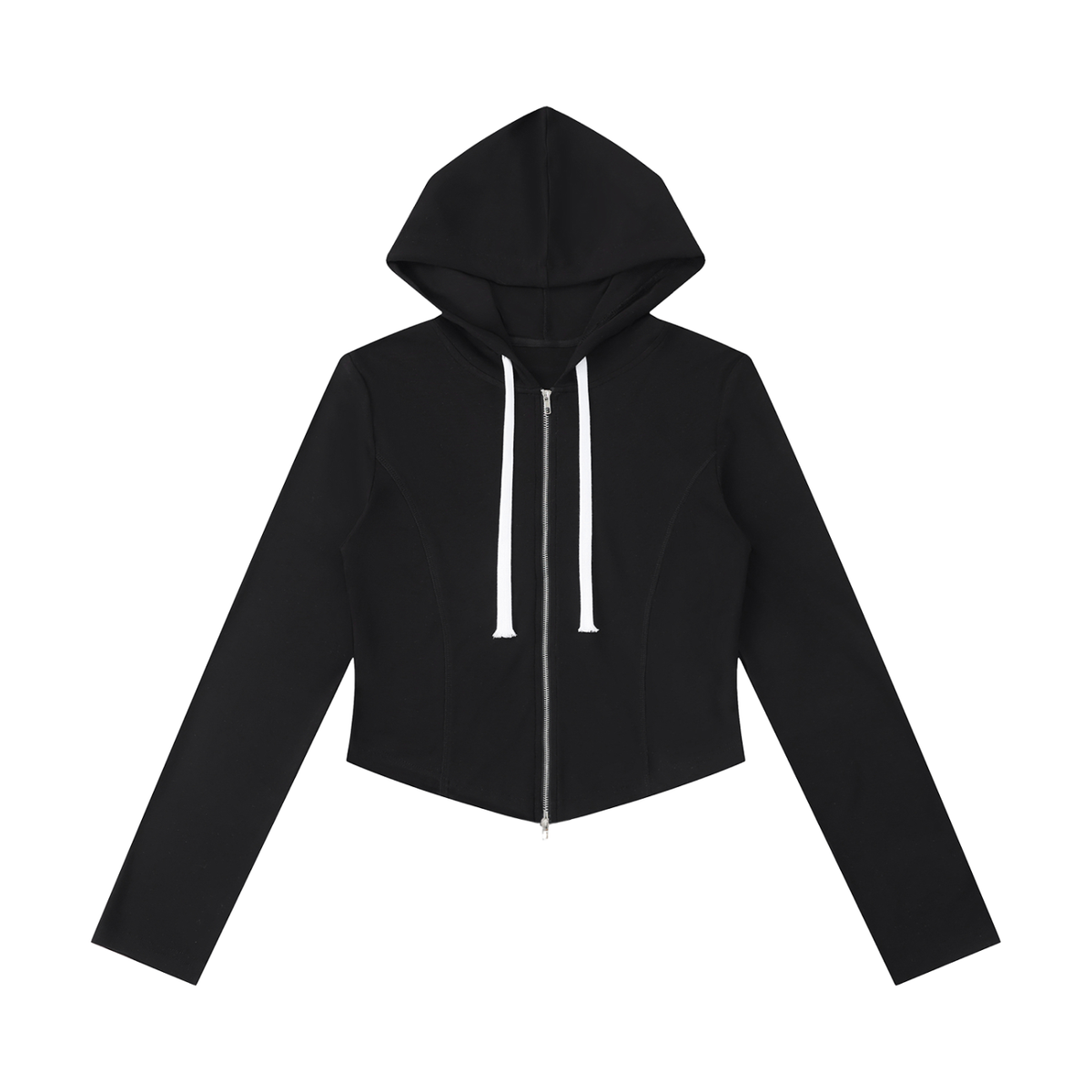 Women's Slim Cropped Full-Zip Hoodie – Fitted Athleisure Sweatshirt